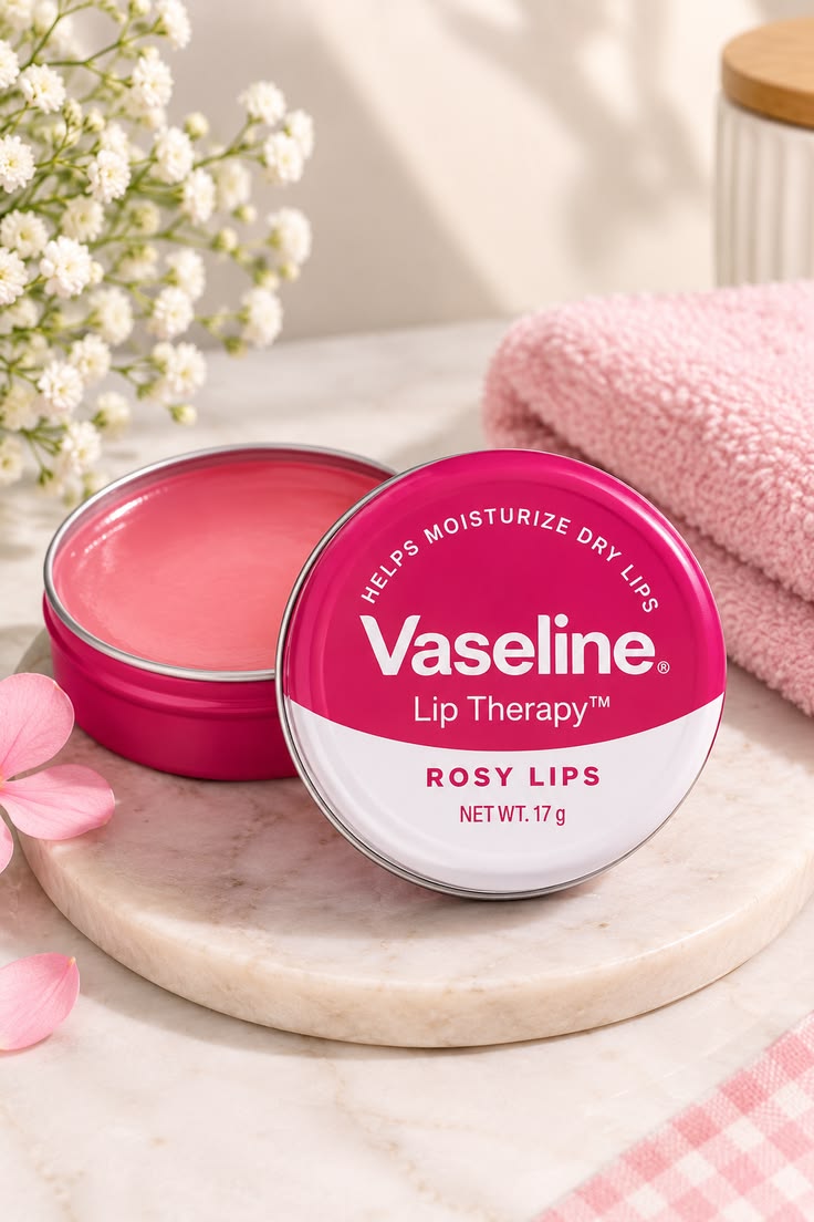 61d103ddcf9c836fb607ca19aca51cfc Vaseline Lip Therapy Rosy Lips Tin (17g) - Image 1