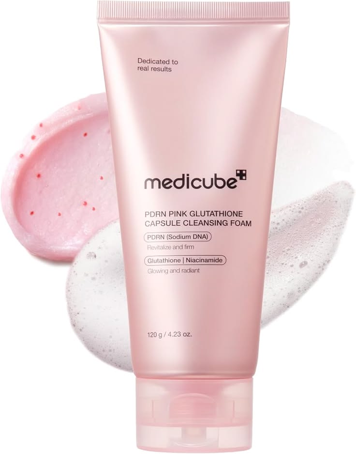 7bcee206b6b478b89050b0cebc5865c6 Medicube PDRN Pink Glutathione Capsule Cleansing Foam (120g) - Image 1